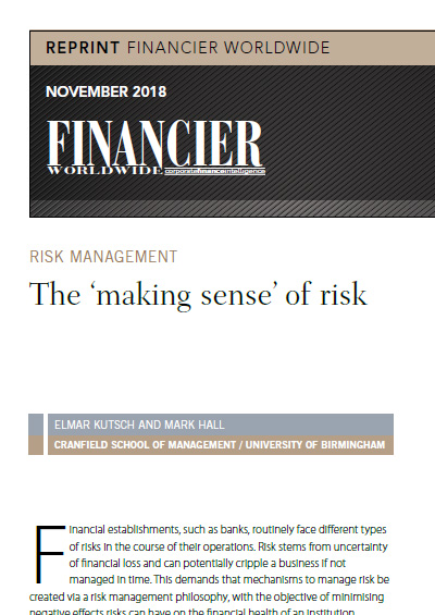 The ‘making sense’ of risk in the finance industry