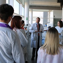 visitors on a tour of the Agrifood lab