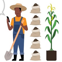 concept image of farmer with plant