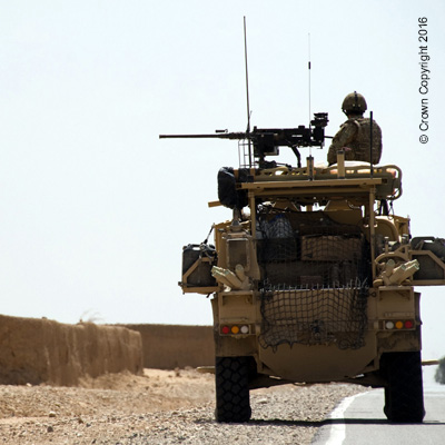 Armoured military Vehicle On Patrol