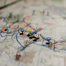 Image of a map with pins 