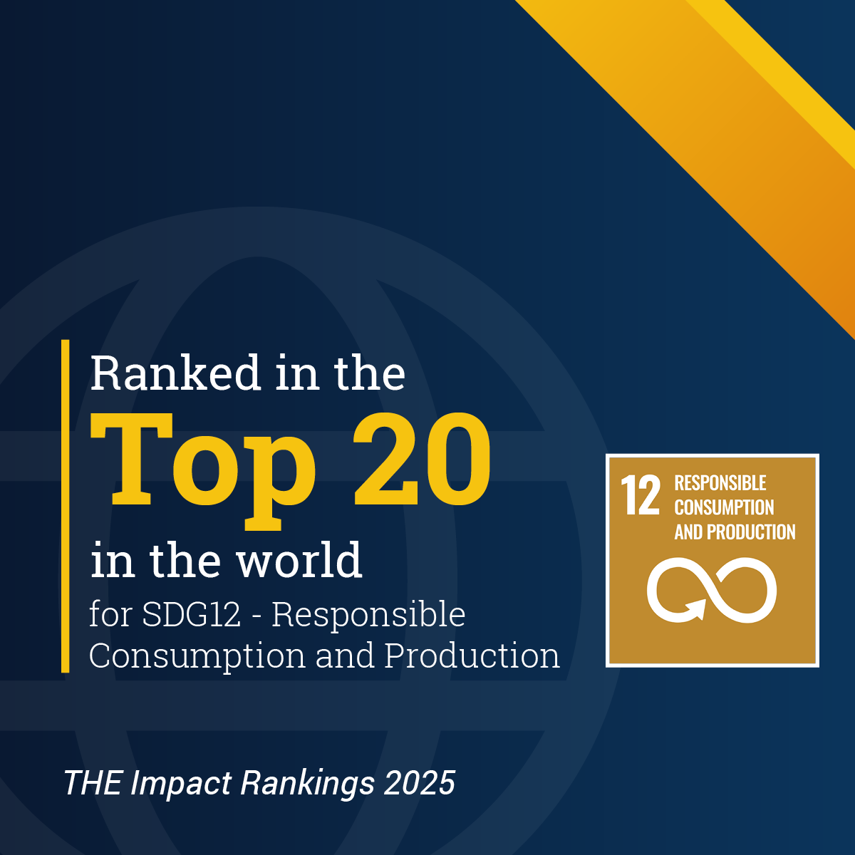 Cranfield is ranked 20th in the world for SDG12 Responsible Consumption and Productions for the Goals