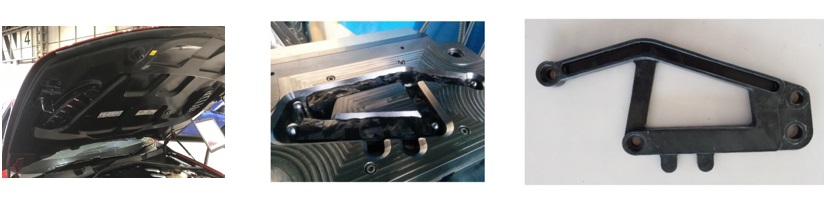 Automotive bonnet inner stiffener panel and motorcycle frame brackets
