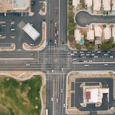 Intersection aerial shot
