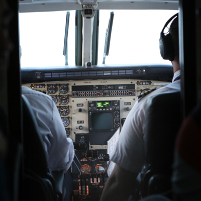 Pilots in cockpit