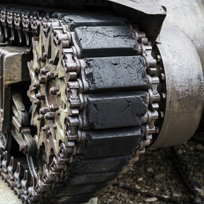 Armored tank wheel tracks
