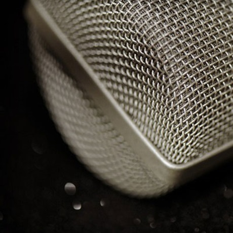 Grey close up of microphone