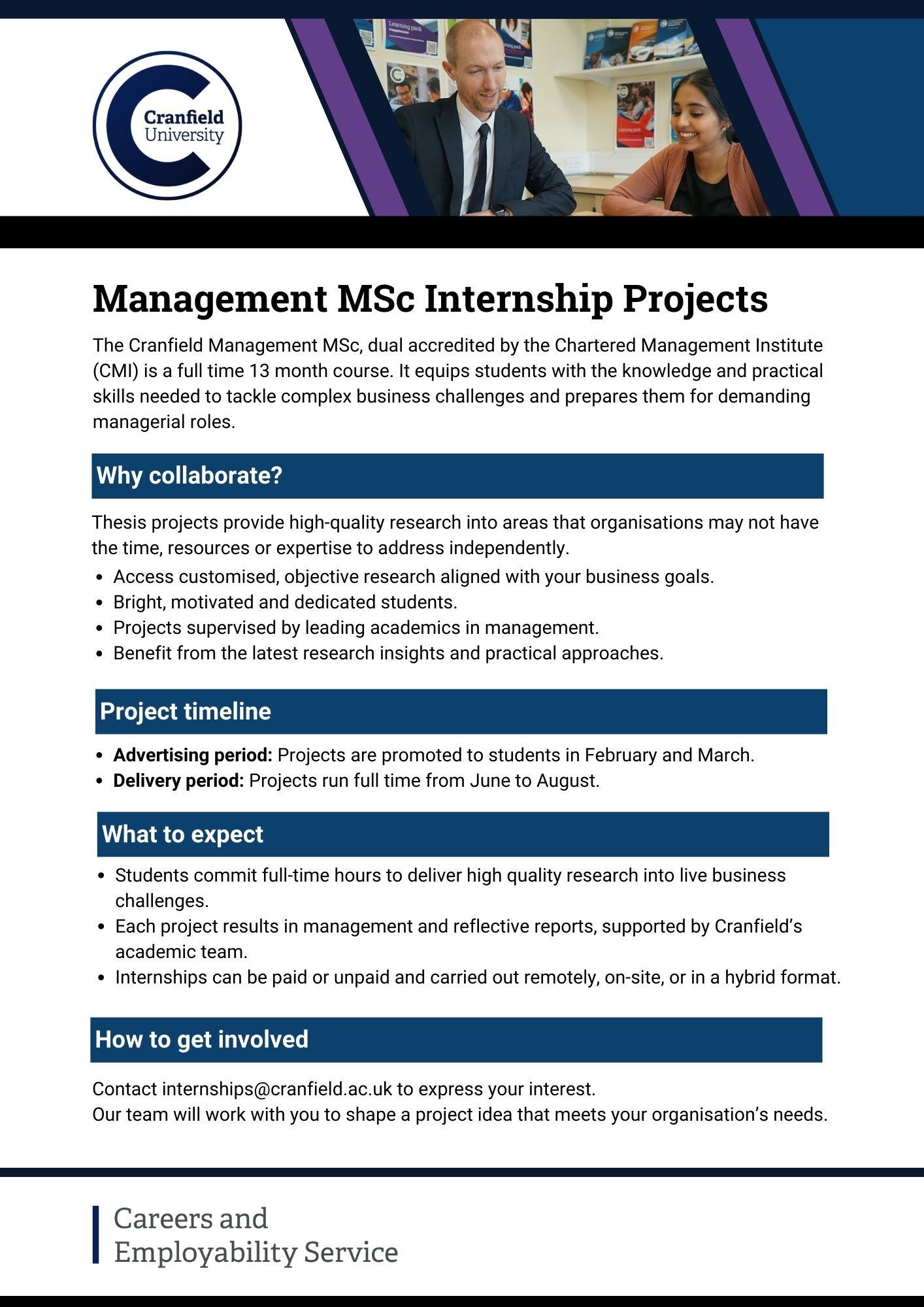 Management MSc Internships Projects