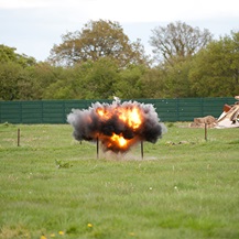 Explosion in field test site