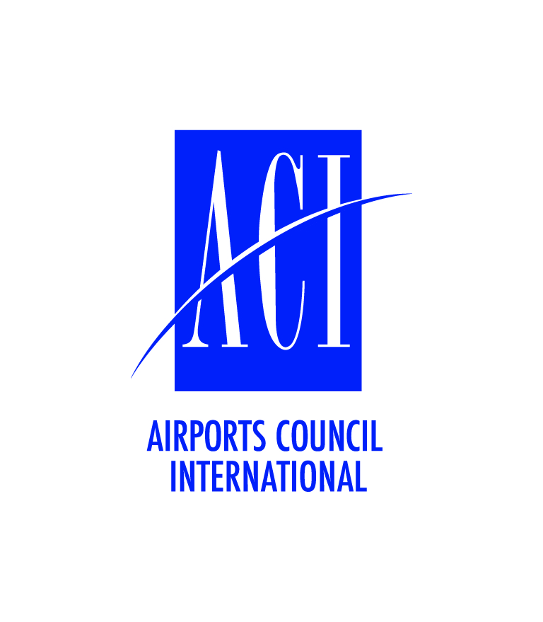 Blue Airport Council International (ACI) logo on white background with the name underneath