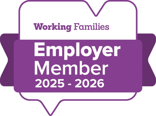 Logo: Working Families Employer Member 2021/2022 - Changing the way we live and work