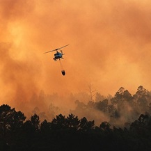 helicopter above a forest fire