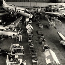 An archive photograph of Cranfield’s aircraft hangar
