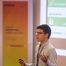 Student speaking at Airbus Airnovation