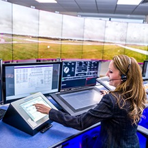 Air traffic controller at desk