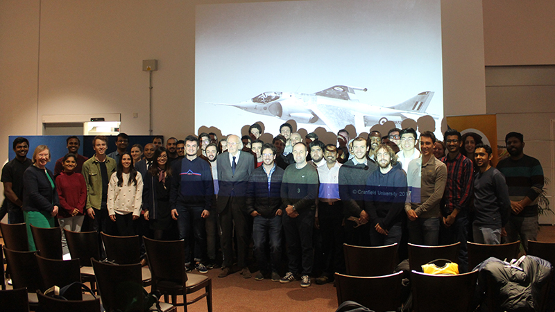 Ralph Hooper, Professor Helen Atkinson and Cranfield Aerospace students
