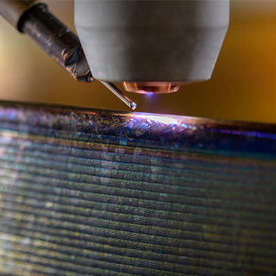 Close up of the full-scale prototype of a titanium pressure vessel