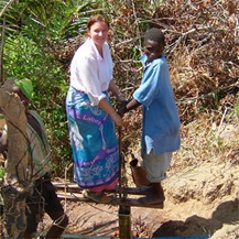 SAFAD volunteer using a treadle pump