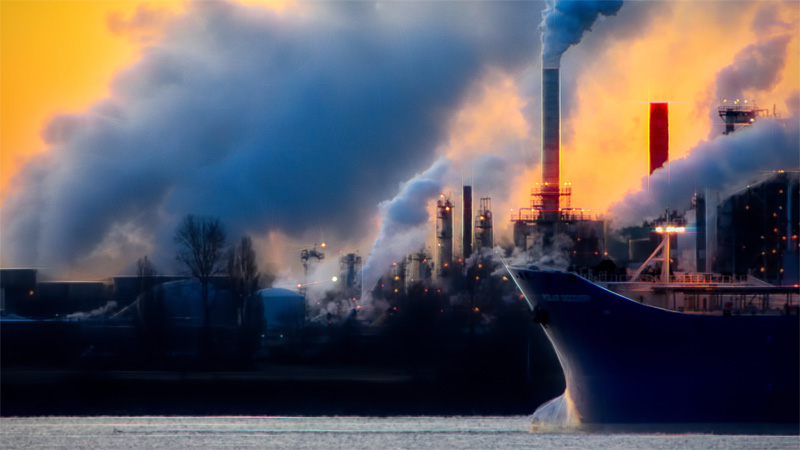 Ship and factory chimneys