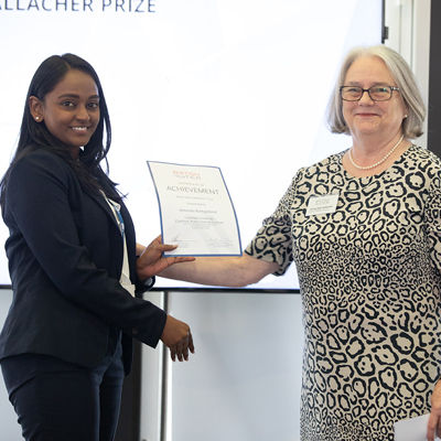 Amanda Ramgobind collecting her prize