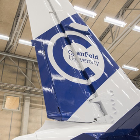Aircraft tail with Cranfield marque