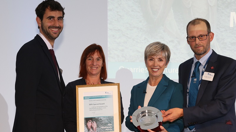 Enrique Moranmontero (Tarmac Restoration Manager and former Cranfield student), Sarah Davidson former Cranfield student, Sybil Roscoe and Dr Rob Simmons (Reader in Sustainable Soil Management).