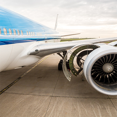 Aircraft fuselage and engine close up