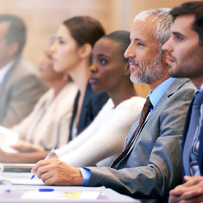 mixed race business people in a meeting