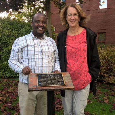 Kabura John Foye at Cranfield with Pauline Avery, friend of Prof Sue White
